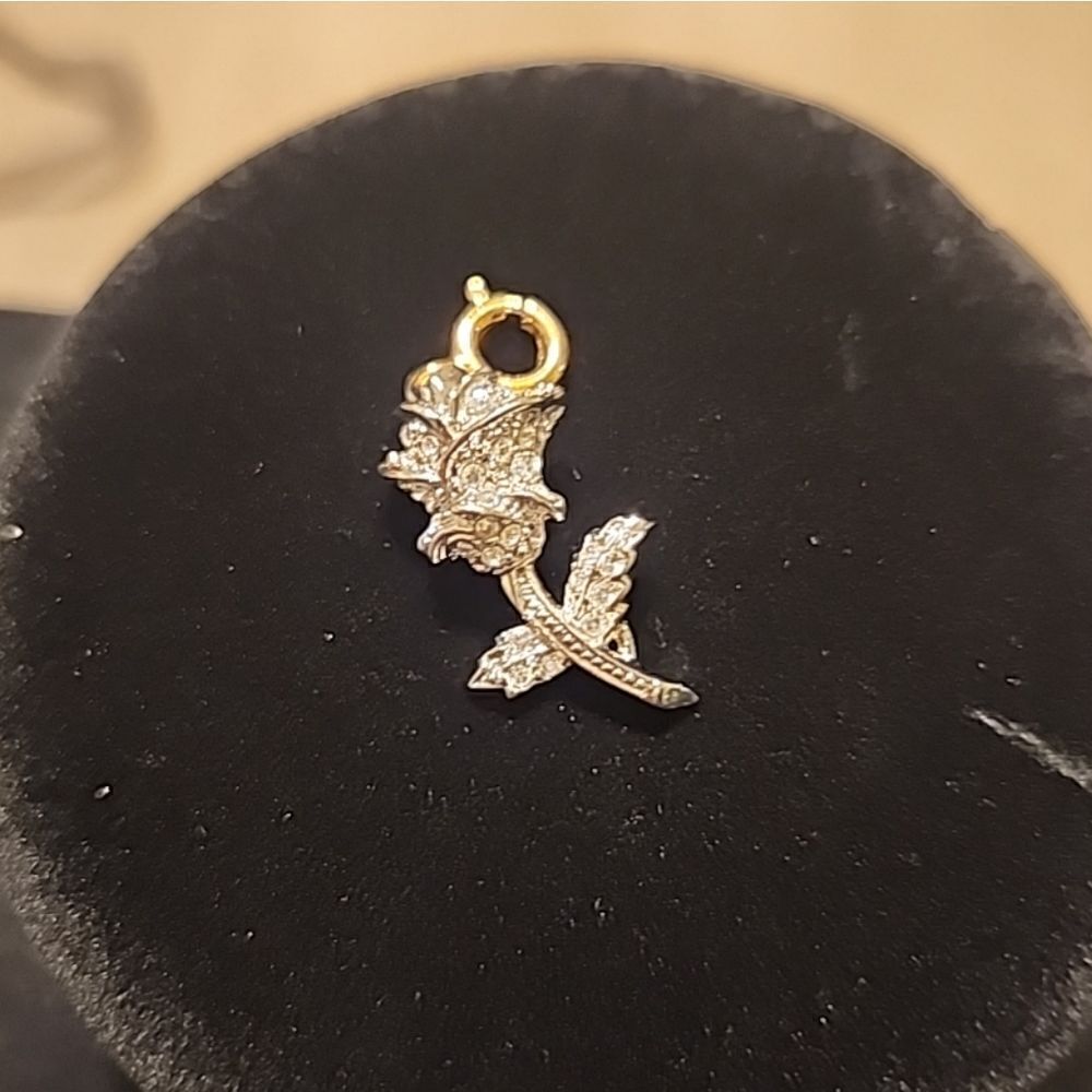 Nolan Miller Clear Rhinestone And Silver Pendant Gold Top